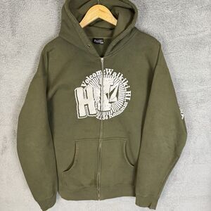 S Volcom Hoodie Mens L Green Full Zip Sweatshirt Y2K Logo‎ Skate